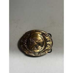 Vintage 1889-1989 Montana Centennial Solid Brass Belt Buckle #2296 of 5000
